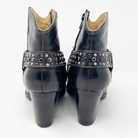 Sofft Womens Black Leather Studded Side Zip Heel Booties Size 6 - Picture 7 of 13